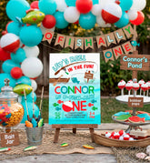 Fishing First Birthday Invitation, O-Fish-ally One Party, Gone Fishing Theme (Digital Download)