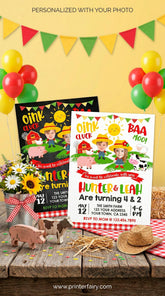 Farm Birthday Invitation with Photo, Barnyard Party (Digital Invitation)