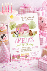 Farm Girl Birthday Invitation Editable Template, Barnyard Party, Instant Download