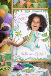 Personalized Dinosaur Birthday Party Game, Pin the Tail Poster (Digital Download)
