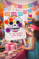 Day of the Dead Party Game, Pin the Flower on Skull, Digital Printable Instant Download