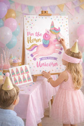 Unicorn Birthday Party Game, Pin the Horn Poster (Digital Printable)