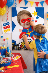 Superhero Birthday Party Pin The Mask Personalized Game with your Photo, Digital Printable