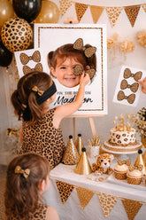 Personalized Safari Birthday Pin the Bow Game, Jungle Animal Print Party (Digital Download)