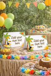 Luau Food Tents EDITABLE Template, Hawaiian Party Decor, INSTANT DOWNLOAD