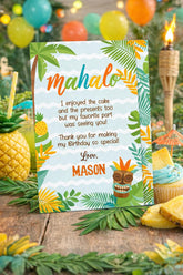 Hawaiian Luau Party Thank You Cards EDITABLE Template, INSTANT DOWNLOAD