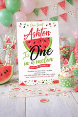 Watermelon First Birthday Invitation Editable Template (Instant Download)