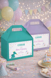 Unicorn and Dragon Gable Box Label, Joint Birthday Party (INSTANT DOWNLOAD)