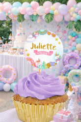 Unicorn Pool Party Toppers Round Tags, EDITABLE TEMPLATE, Instant Download