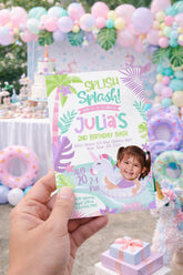 Unicorn Pool Party Personalized Invitation for any age, Digital or Printable