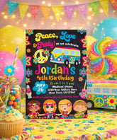 Hippie Birthday Invitation EDITABLE Template 60s Party Invitation for any age, Instant Download