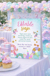 Unicorn Pool Party EDITABLE Sign Template, INSTANT Download