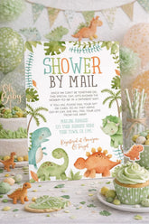 Baby Shower by Mail Dinosaur Invitation EDITABLE Template, Instant Download