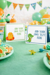 Dinosaur Pool Party Food Tents EDITABLE Template Labels, INSTANT DOWNLOAD