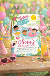 Flamingo Pool Party Invitation, Unicorn Float, Editable (Digital Download)
