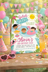 Flamingo Pool Party Invitation, Unicorn Float, Editable (Digital Download)