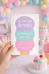Ice Cream Birthday Party Invitation EDITABLE Template for any age, INSTANT DOWNLOAD