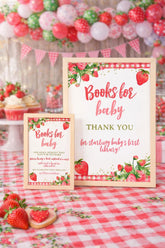 Strawberry Baby Shower Books for Baby Sign (Digital Download)
