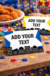 Editable Superhero Birthday Food Tents Template INSTANT DOWNLOAD