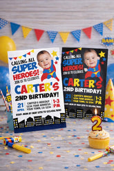 Personalized Superhero Birthday Invitation with Photo (Digital Invitation)