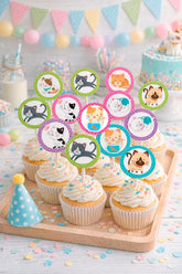 Kitten Birthday Party Toppers, Cat Thank You Tags (Instant Download)