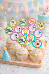 Kitten Birthday Party Toppers, Cat Thank You Tags (Instant Download)