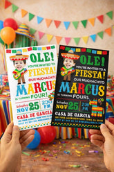 Fiesta Birthday Invitation with Photo, Mexican Theme (Digital Download)