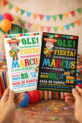 Fiesta Birthday Invitation with Photo, Mexican Theme (Digital Download)