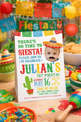 Fiesta Invitation with Photo EDITABLE Template for Any Age, INSTANT DOWNLOAD