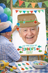 Personalized Fishing Retirement Party Game, Pin the Lure on Hat (Digital Download)