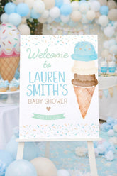 Ice Cream Baby Shower Welcome Sign Editable Template, INSTANT DOWNLOAD