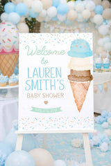 Ice Cream Baby Shower Welcome Sign Editable Template, INSTANT DOWNLOAD