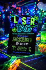 Laser Tag Birthday Invitation EDITABLE Template, Digital INSTANT DOWNLOAD