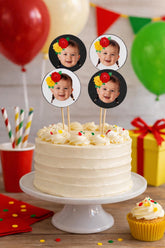 Mexican Fiesta Personalized Toppers or labels with your Photo, DIGITAL Printable Design