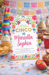Floral Fiesta Invitation, Cinco de Mayo 5th Birthday, EDITABLE Digital Invite
