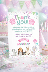 Puppies Kitties Thank You Card Editable Template (Digital Download)