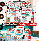 Diner Graduation Party Bundle, Editable Invitation, Signs, Menu (Digital Download)