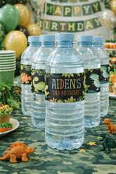 Dinosaur Water Bottle Labels, Editable Birthday Party Decorations (Digital Download)