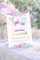 Butterfly Baby Shower Invitation, Spring Floral Girl Invite (Digital Download)