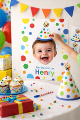 Pin the Hat Birthday Game, Photo Bow Party Activity, Editable Template (Digital Download)