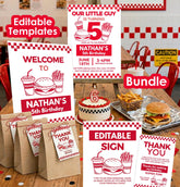Burger Party Bundle Editable Templates (Digital Download)