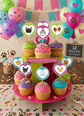 Puppy Adoption Cupcake Toppers, Dog Birthday Party (Digital Files)