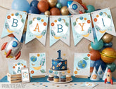 Space Baby Shower Party Banner Editable Template, INSTANT DOWNLOAD