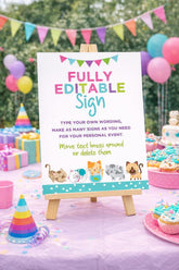 Editable Kitty Cat Birthday Sign, Pawty Decorations (Instant Download)
