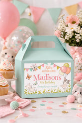 Kitten Garden Gable Box Label, Editable Birthday Party Favor Box (Digital Download)