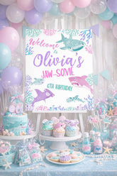 Shark Birthday Welcome Sign, Under the Sea Party Decor (Digital Download)