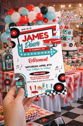 Diner Retirement Party Invitation, 1950's Retro Theme, Editable Template (Instant Download)