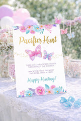 Butterfly Baby Shower Printable, Pacifier Hunt Game, INSTANT DOWNLOAD