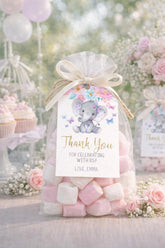 Floral Elephant Favor Tags, Baby Shower Birthday Labels (Digital Download)
