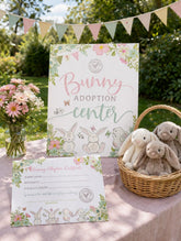 Bunny Adoption Party Sign and Certificate Ready to Print, INSTANT DOWNLOAD